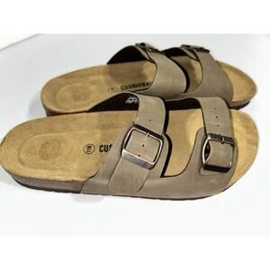 Cushionaire Lane Brown Cork Footbed Sandal Leather Insole Men’s Size 11M